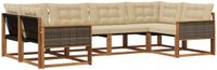 vidaXL Hoek loungeset 6-delig Natuurlijk en Beige Acacia Hout