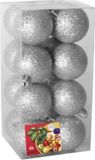 Gerimport Kerstballen - 16x - zilver - glitters - D5 cm - kunststof