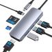 USB C-hub, 7-in-1 HDMI USB C-adapter met 4K HDMI, 3 USB 3.0, 100 W USB C Power Delivery, SD/TF kaartlezer voor MacBook Pro/Air, iPad Pro, XPS en meer Type C-laptops