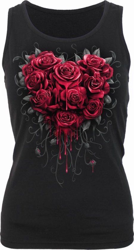 Spiral Bleeding Heart Dames Top - Zwart - S