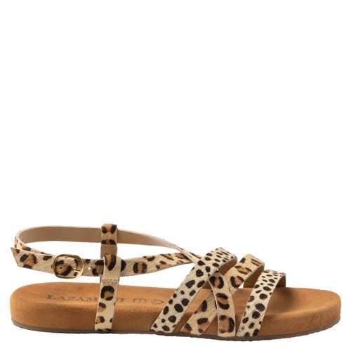 Lazamani Zuza sandalen met panterprint beige/zwart