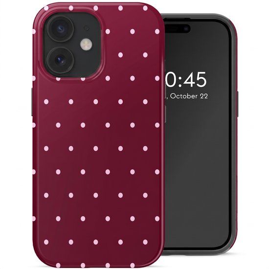 Selencia Hoesje - Geschikt voor Apple iPhone 16 - Backcover geschikt voor MagSafe - Happy Dots Burgundy