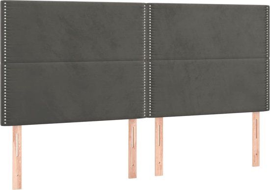 VidaXL Hoofdbord Donkergrijs Polyester Hout 2000 mm 118 cm 128 cm 50 mm