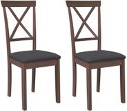 vidaXL Eetkamerstoelen met kussens, 2 stuks, massief rubberhout, bruin