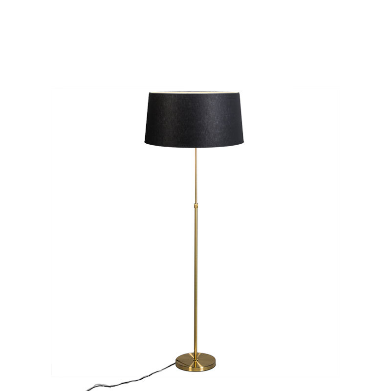 QAZQA Vloerlamp Parte mat goud met kap 45cm zwart