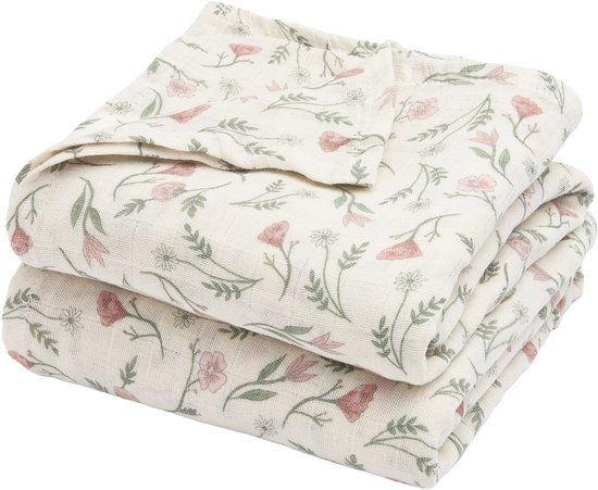 Meyco Baby Flower Swaddle - 2-pack - Pre-washed Hydrofiel - Multicolour - 120x120cm