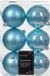 Decoris Kerstballen - 12 stuks - 8 cm - Kunststof - IJsblauw / Suikerblauw