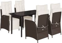 vidaXL 5-delige Tuinset met Kussens, Poly Rattan, Bruin