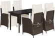 vidaXL Ensemble de jardin 5 pièces avec coussins, poly rotin, marron