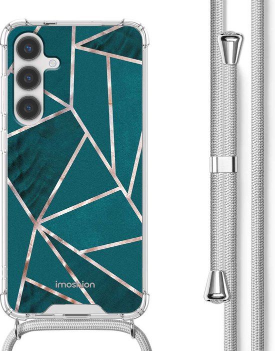 iMoshion Hoesje Samsung Galaxy S24 Plus - Back Cover - Petrol Green Graphic - Met Koord
