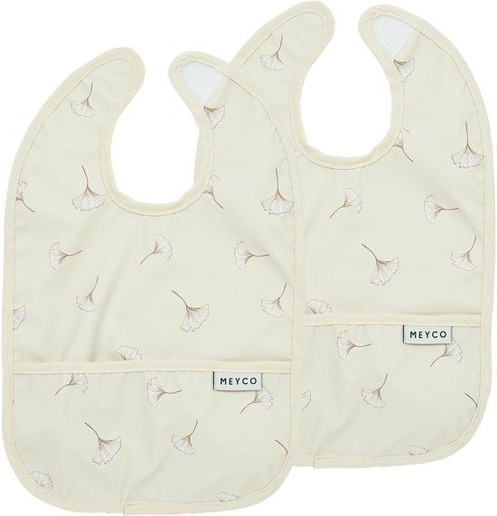 Meyco Baby Ginkgo slab met opvangbakje - 2-pack - soft sand
