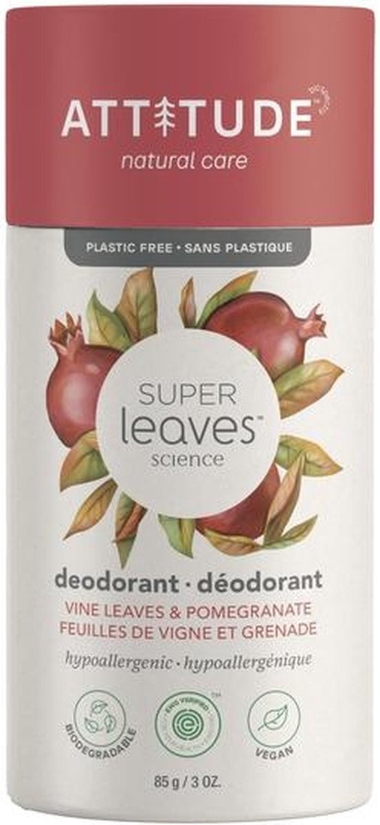 Attitude - Super Leaves deodorant - Vine Leaves and Pomegranate - 85 gram