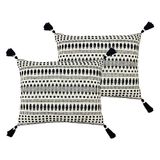 The Linen Yard Ganado Geweven Polyester Gevuld Kussen - Twin Pack, Zwart, 40 x 60cm