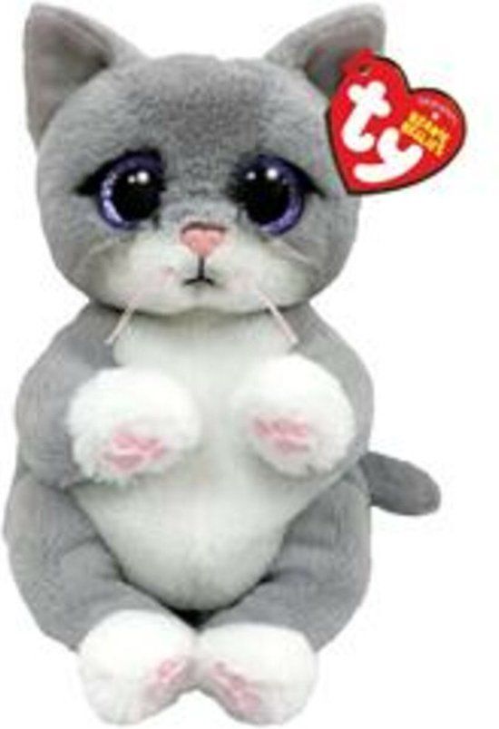 TY Beanie Bellies Morgan Grey Cat Plush Toy - 15cm