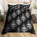 Dekbedovertrek King-size, motif gothique de crâne, 3 pièces, polyester