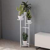GarveeLife Stabiel, metalen plantenrek met meerdere verdiepingen, in hoogte verstelbare hoekplantenstandaard met antislipvoetjes, modern design voor woonkamer, balkon, kantoor, wit, 100 cm hoog
