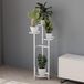 GarveeLife Stabiel, metalen plantenrek met meerdere verdiepingen, in hoogte verstelbare hoekplantenstandaard met antislipvoetjes, modern design voor woonkamer, balkon, kantoor, wit, 100 cm hoog
