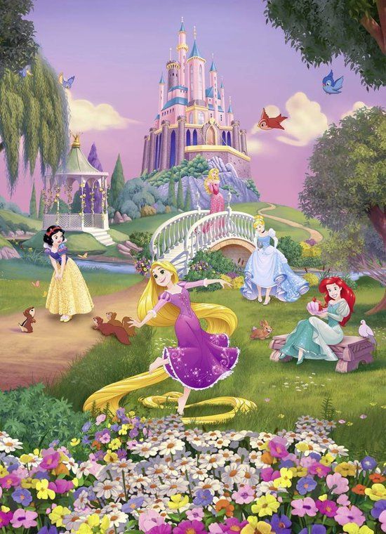 Komar Disney Princess Sunset Fotobehang - 184x254cm - Roze/Multi
