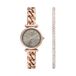 Fossil Carlie Horloge voor dames, kwartsuurwerk met roestvrij stalen of leren armband, roségoud-tint, Jurk