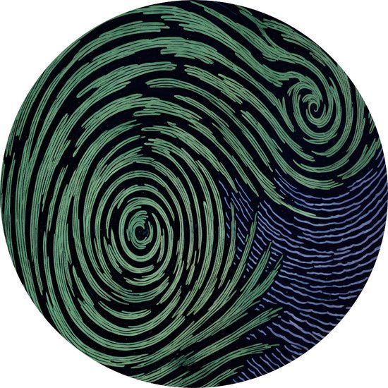 Merkloos / Sans marque Groen Abstract Expressionisme Muurcirkel - Modern Rond Schilderij - 50x50cm