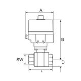 RIEGLER 103705-350.2815R 2-weg messing kogelkraan, elektrische aandrijving, 24 V DC, Rp 2, 1 stk