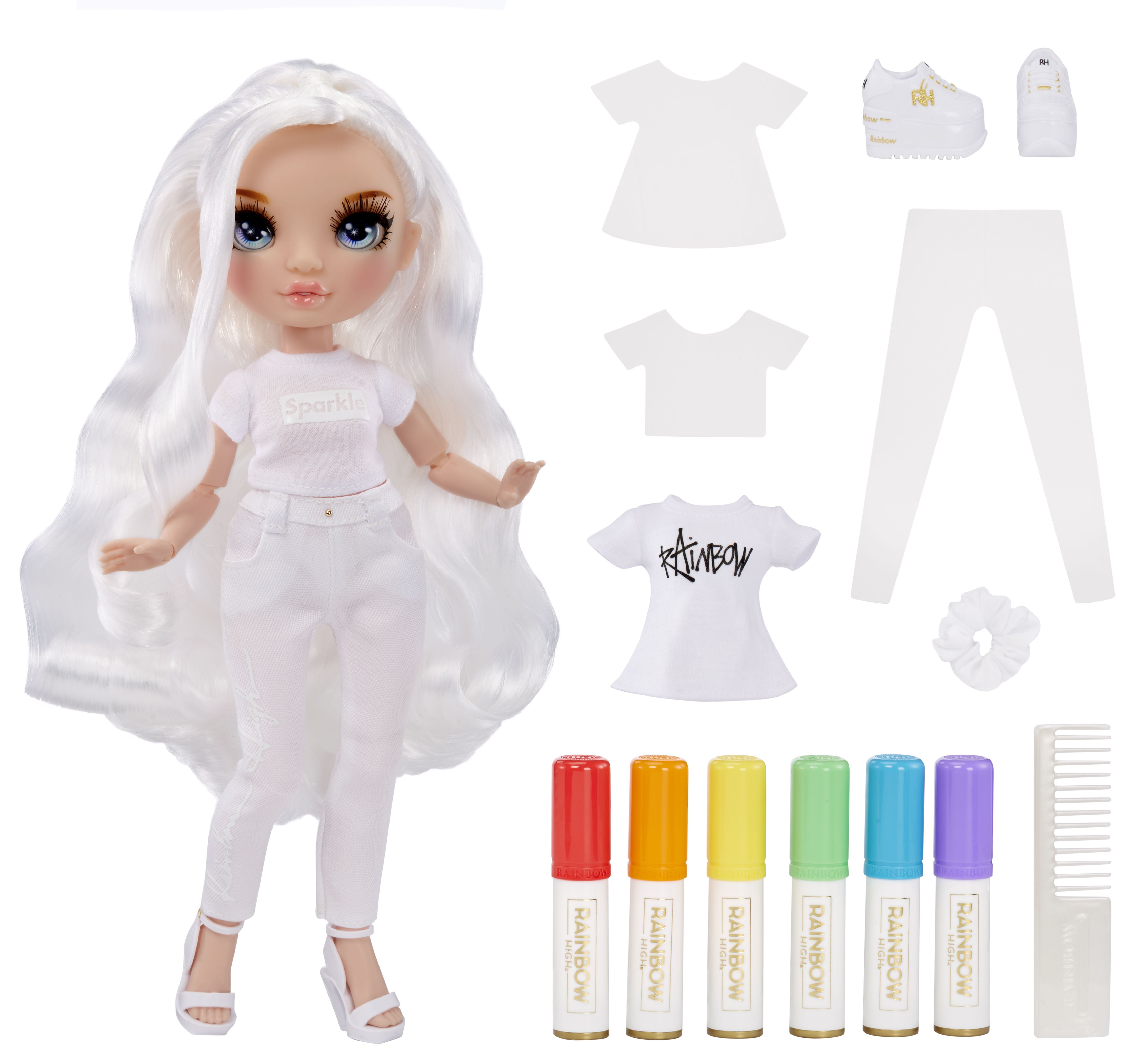 MGA Entertainment Rainbow High Color & Create Fashion Doll - Character 1 (blue eyes)