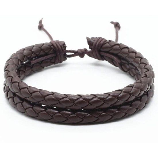 LGT JWLS LGT Jewels Gevlochten leren armband Duo Bruin