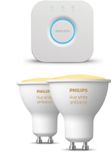 Philips Hue Starterspakket - GU10 - met 2 Spotjes - Warm tot Koelwit Licht - Incl. 1 Hue Bridge - Hue White Ambiance