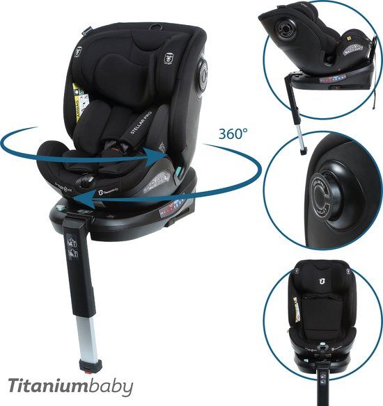 Titaniumbaby Stellar PRO I-Size Autostoel 360 graden draaibaar zwart