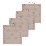 ATOUT CIEL Set van 4 vloerkussens, 40 x 40 cm, met contrasterend handvat, taupe