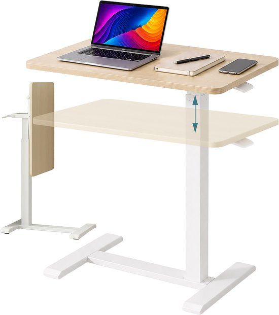 Merkloos Relaxdays Staand bureau - 60x100,5x40 cm - Naturel/Wit