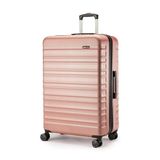 Amazon Basics Hardshell Koffer Groot - Uitbreidbare ABS Reisbagage met 4 Dubbele Zwenkwielen - Krasbestendig en Lichtgewicht - 78 x 52,6 x 32cm - Roségoud