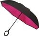 Impliva MiniMAX - Opvouwbare Inside Out Paraplu - Ø 107 cm - Zwart/Fuchsia