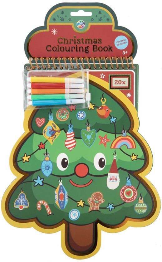 Top1Toys Bol Kleurboek Kerstboom - 30 cm - 20 Pagina's - Inclusief Stickers