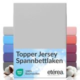etérea Topper Jersey Hoeslaken 180x200 - 200x200 cm Oekotex Made in Green - 100% katoen - Zilver