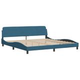vidaXL Lit avec matelas "Dover", velours, bleu, 200x200 cm