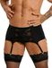 Merkloos Heren Garter Holder met 6 Garters in Zwart