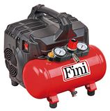 FINI Siltek S/6 stille compressor 2 manometer (59 dB), 6 l, 1,0 HP, 8 bar, 750 W, 230 V, Rood