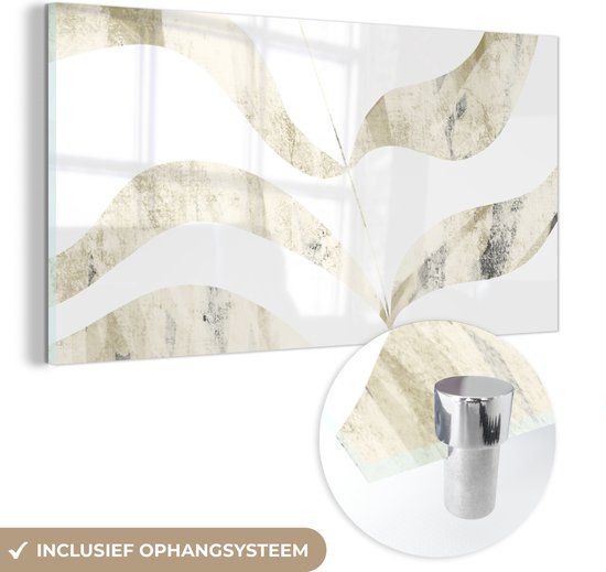 MuchoWow® Glass Painting 40x20 cm - Acrylic Glass Painting - Leaves - Pastel - Design - Photo on Glass - Paintings