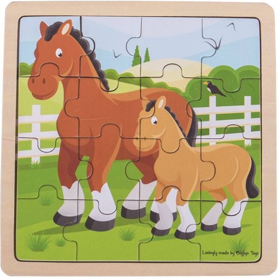 Bigjigs Toys Bigjigs Puzzel Paard&Veulen, 16 stukjes