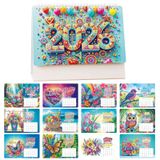 Merkloos Diamond Painting Kalender 2026 - DIY Desk Gift - 12 Maanden