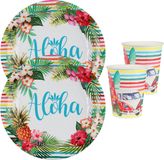 Santex Hawaii thema feest wegwerp servies set - 10x bordjes / 10x bekers