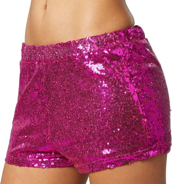 Tectake dressforfun - Pailletten-short pink M - verkleedkleding kostuum halloween verkleden feestkleding carnavalskleding carnaval feestkledij partykleding - 303917