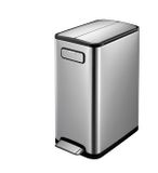EKO - Europe EKO VB 9377 - 40L Rectangular Pedal Bin - Black & Stainless Steel