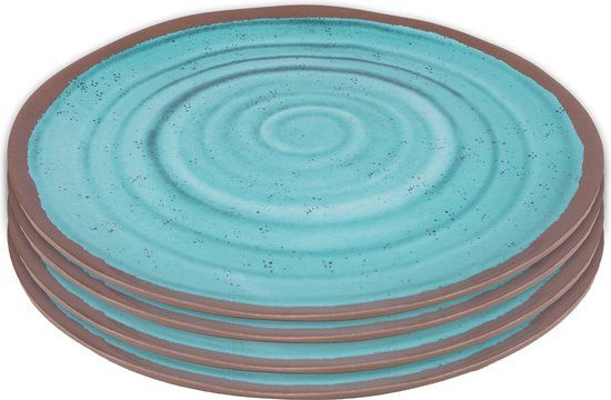 Bo-Camp Dinerbord Halo - 4 stuks - Aqua - Melamine