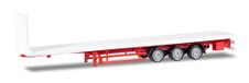 Herpa Vrachtwagen model Lowliner-flatbed oplegger 3-assige wit, miniatuur op schaal 1:87, verzamelstuk, Made in Germany, kunststof, gekleurd