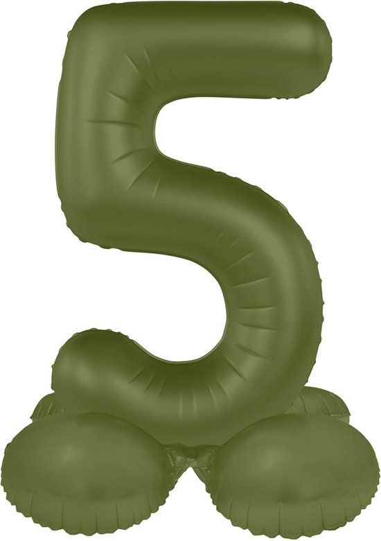 Folat - Cijfer 5 Olive Green Folieballon - 41 cm