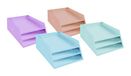 Exacompta 13496D brievenbakje van karton, 3 niveaus, pastelkleuren, 4 stuks