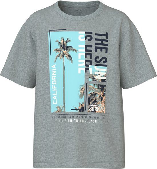 NAME IT Jongens T-shirt Grey Melange Katoen Maat 122/128