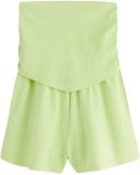 Next Dames Playsuit Lime Green Katoen Gestreept Kort Mouwloos Off Shoulder Regular Fit Tall